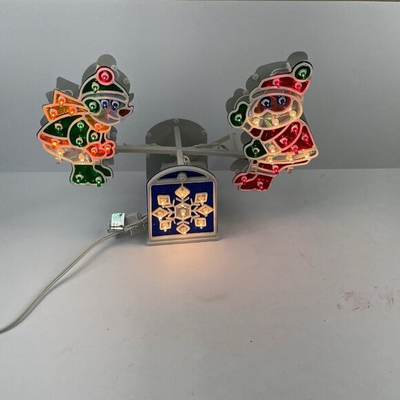 Christmas Animated Holographic Santa Snowman Light See-Saw teeter totter - Picture 3 of 9